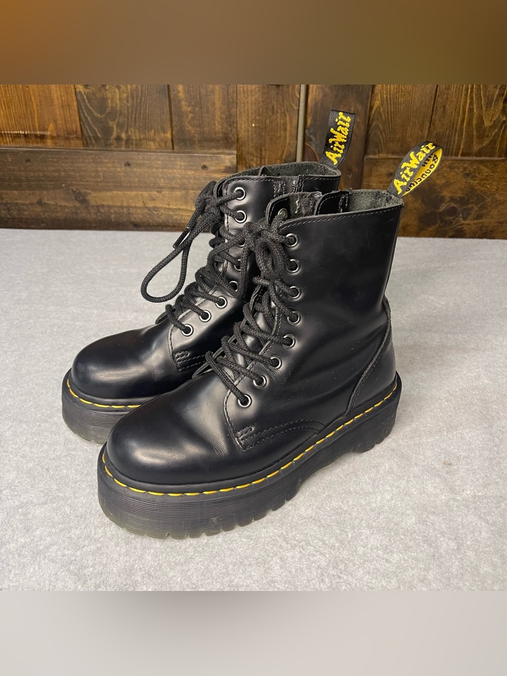 Dr Martens Doc Womens 6 Jadon Black Chunky Platform Lace Up Combat Boots
